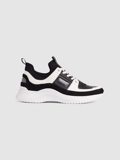 Calvin Klein Cipők HU718075 | Calvin Klein Bőr Női Sportcipő Fekete / Fehér